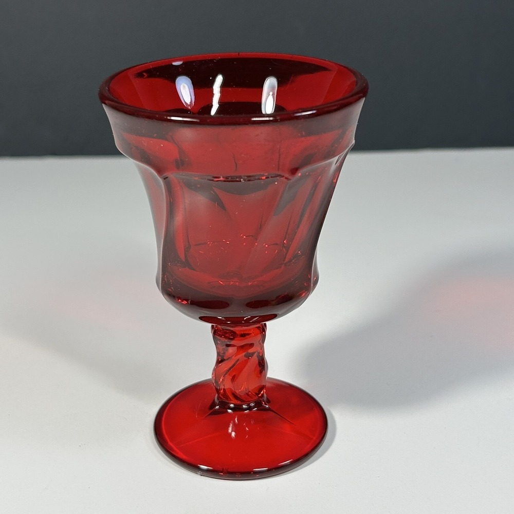 vtg Fostoria Glass Ruby Red Spiral Swirl Jamestown Wine/Water GOBLET 4.5 - Picture 2 of 6